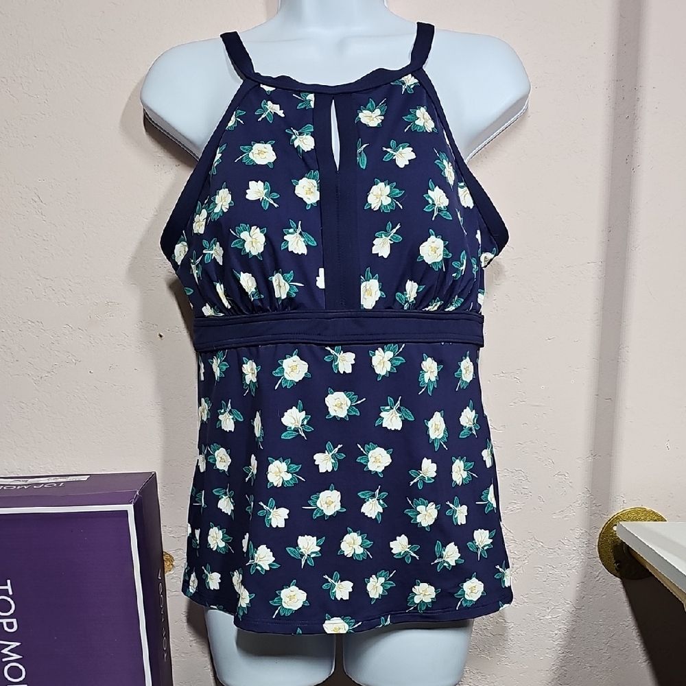 James Draper Lands' End Blue and White Bikini Size 10 D